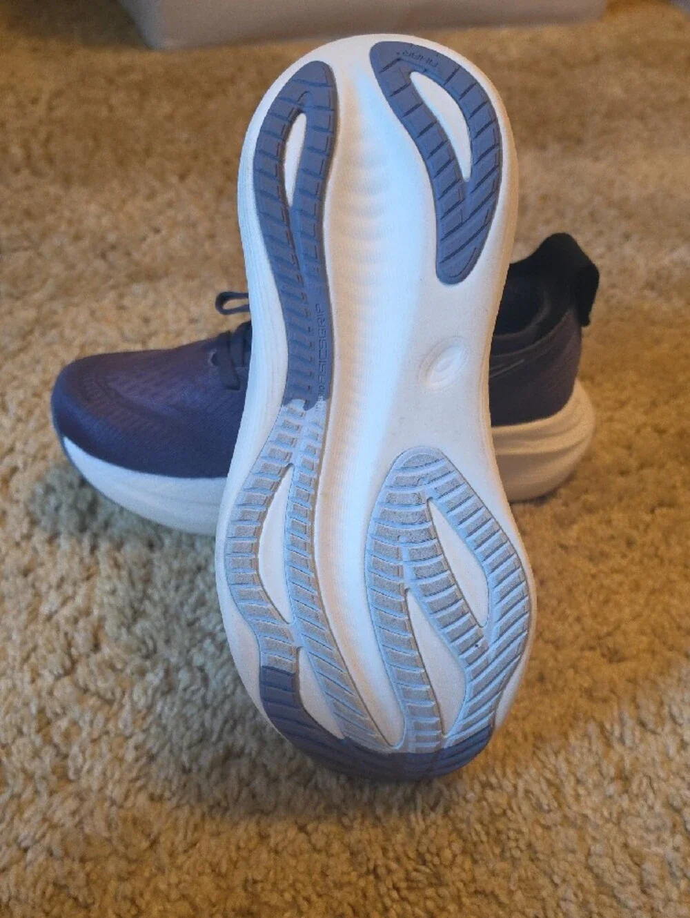 Asics Navy Running Shoes with White Sole and Silver Accents